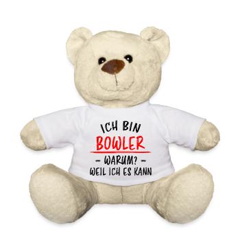 Bowling Lustiger Spruch Bowler Sprüche Geschenk - Teddy - Weiß - Vorne