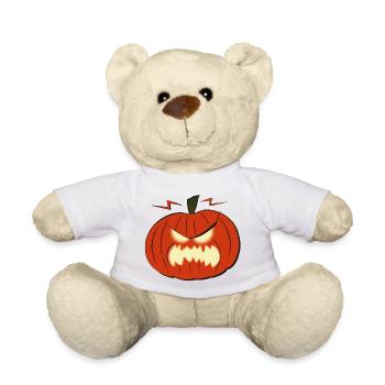 Visage de citrouille aux yeux brillants Halloween - Nounours - blanc - Devant