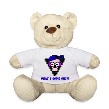 Whats going on - NEW HIT - Most cool Design. PARTY - Teddy Bear - white - Front