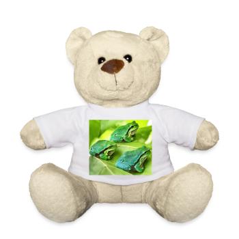 The three green tree frogs - Teddy Bear - white - Front