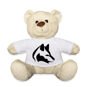 Silhouette Hundekopf, Schwarzes Emblem, Tierdesign - Teddy - Weiß - Vorne