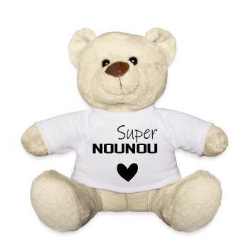 Super Nounou Citation Femme Métier - Nounours - blanc - Devant