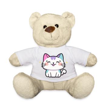 Cute happy cat - Teddy Bear - white - Front
