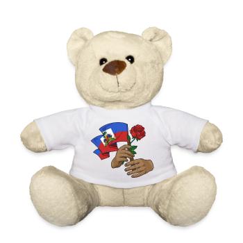 Haiti Haitian Flagge Hand Rosen I Geschenk - Teddy - Weiß - Vorne