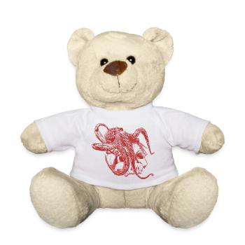 Poulpe pieuvre sur un cadeau de crâne - Nounours - blanc - Devant
