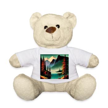 Retro mountain range with lake - Teddy Bear - white - Front