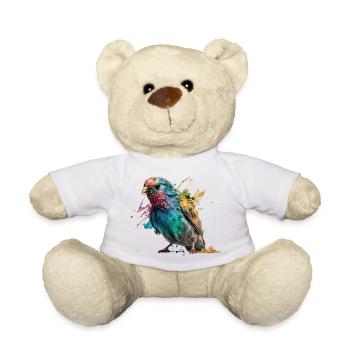 Colorful Little Bird Splash Art Design - for everyone - Teddy Bear - white - Front