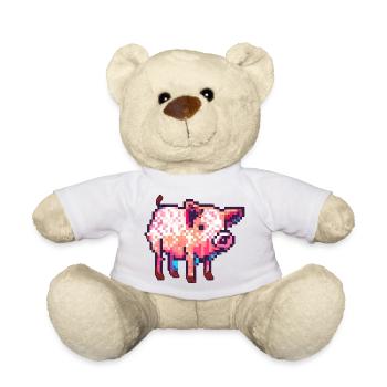Cochon domestique dans l’emblématique rétro 8 BitLook - Nounours - blanc - Devant