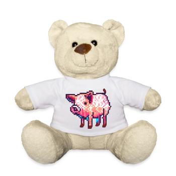 8 bit pig in retro pixel graphic - Teddy Bear - white - Front