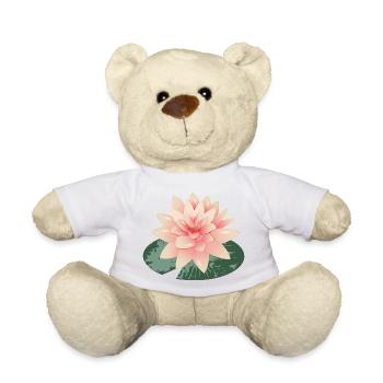 wunderschöne Seerose mit grünem Seerosenblatt - Teddy - Weiß - Vorne