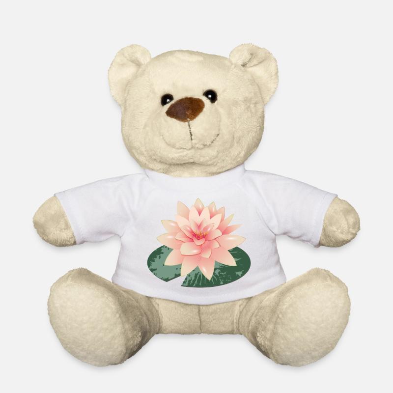 wunderschöne Seerose mit grünem Seerosenblatt - Teddy - Weiß