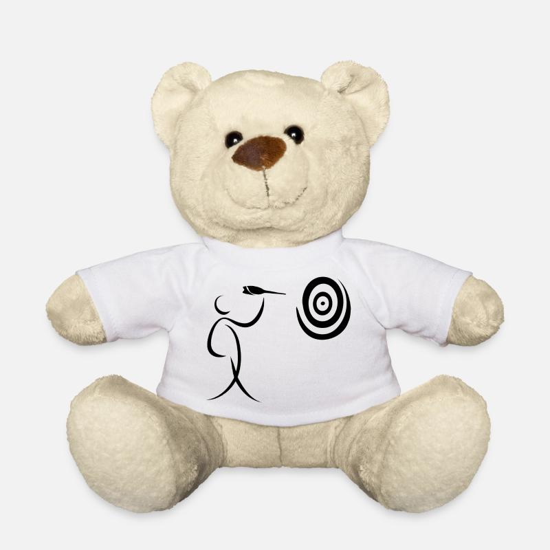 Minimalistisch Dart Dartspieler mit Dartpfeil und - Teddy - Weiß