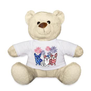 4th Of July American Flag Corgi Patriotic Dog - Teddy Bear - white - Front