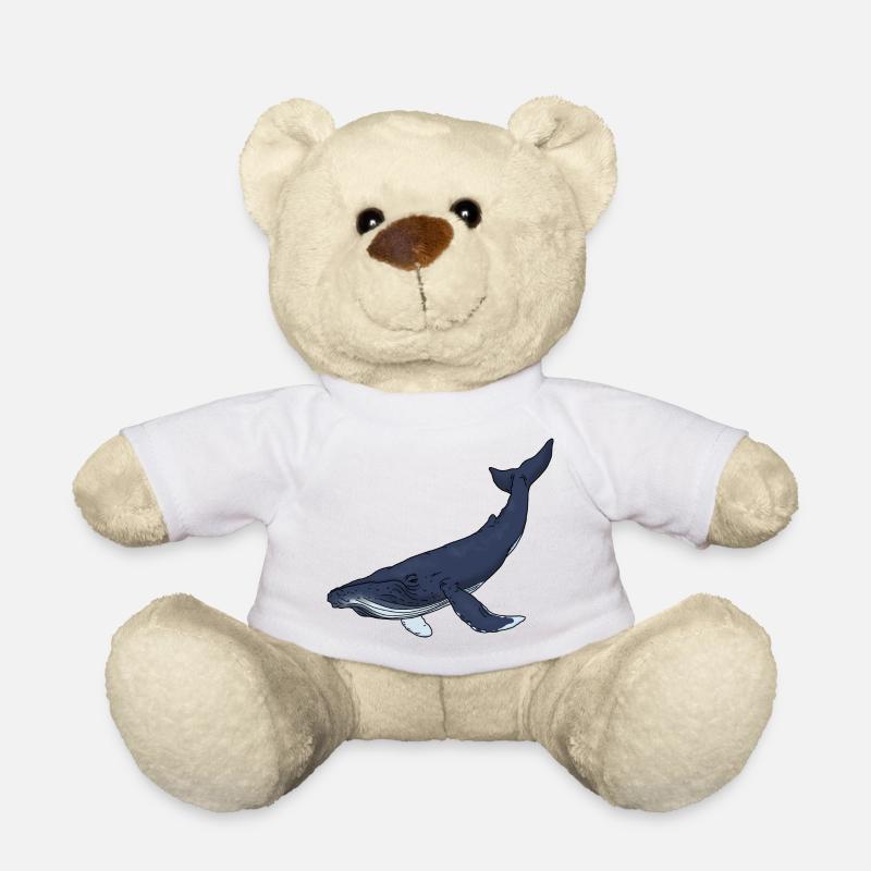 Blue whale colored - Teddy Bear - white