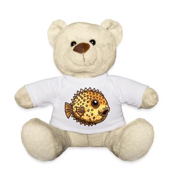 Poisonous little cute puffer fish is inflated - Teddy Bear - white - Front