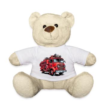 Die Feuerwehr rettet und löscht Brände - Teddy - Weiß - Vorne