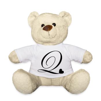Letter q calligraphy heart - Teddy Bear - white - Front