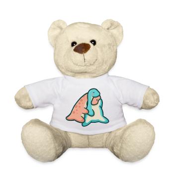 hugadino umarmende Dinos, süßer Dinosaurier - Teddy - Weiß - Vorne