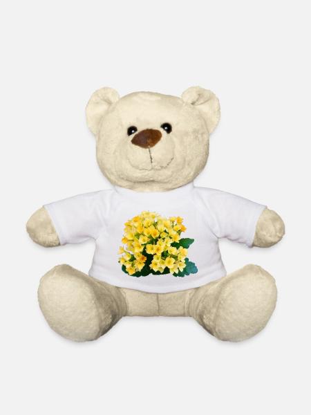 Fleurs printanières jaune doré - Nounours - blanc