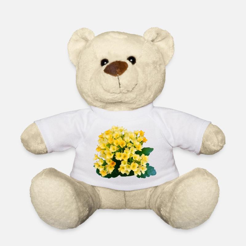 Fleurs printanières jaune doré - Nounours - blanc