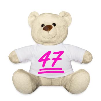 47 - Geburtstag - Nummer 47 in Pink - Teddy - Weiß - Vorne