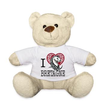 i love bretagne hermine celtique tribale - Nounours - blanc - Devant