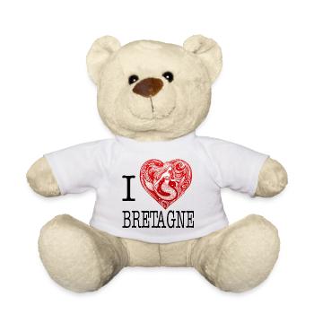 I Love Brittany Heart of a Norman Mermaid - Teddy Bear - white - Front