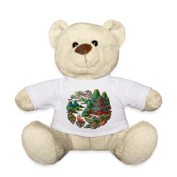 Colorful Chinese Traditional House - Teddy Bear - white - Front