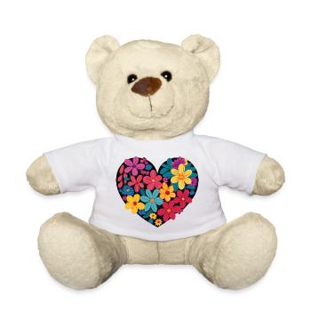 Liebe - Blumen - Herz - Teddy - Weiß - Vorne