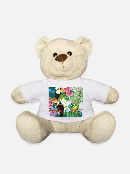 Dschungelbild mit Tukane - Teddy - Weiß