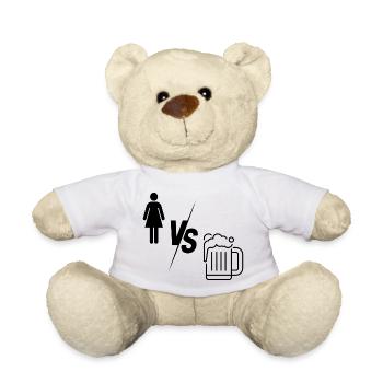 Woman vs. Beer / Woman vs. Beer Who Wins Party - Teddy Bear - white - Front