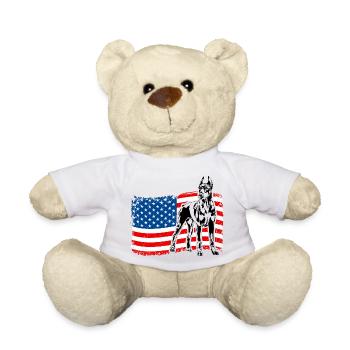 Doberman Amérique Flag Dogs Dobie Wilsigns - Nounours - blanc - Devant