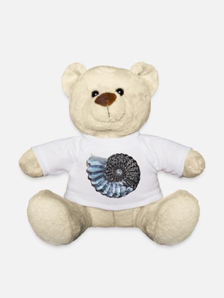 Ammonit mit wunderschöner Lobenlinie - Teddy - Weiß