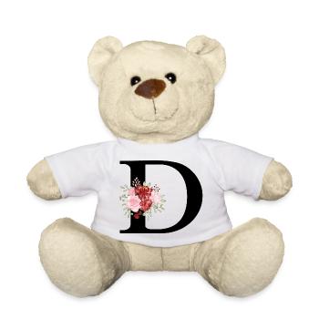 Roter Blumenbuchstabe D - Teddy - Weiß - Vorne