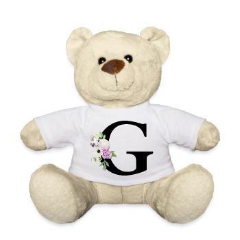 Lettre g floral violet - Nounours - blanc - Devant