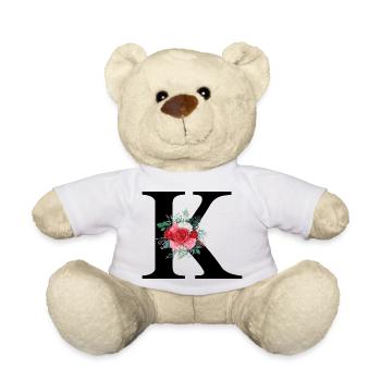 Roter floraler K-Buchstabe - Teddy - Weiß - Vorne