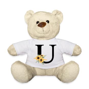 Buchstabe u blumige Sonnenblume - Teddy - Weiß - Vorne