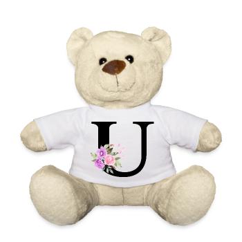 Lila Blumenbuchstabe u - Teddy - Weiß - Vorne