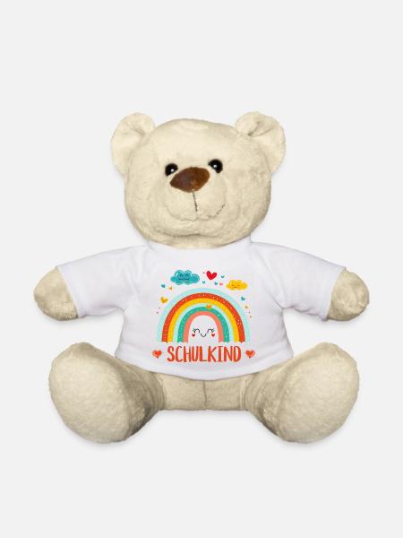 Schulkind 2025 - Regenbogen zur Einschulung - Teddy - Weiß