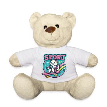 Katzensport: Skateboard-Petdesign Sport Cat  - Teddy - Weiß - Vorne