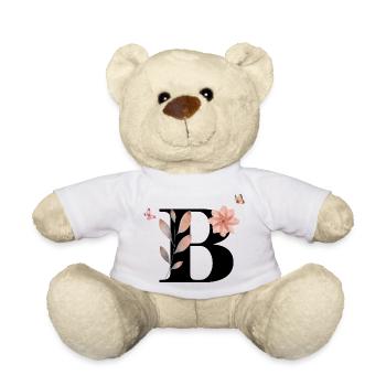 Lettre b fleurs sauvages aquarelles - Nounours - blanc - Devant