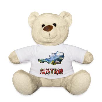 Aquarell Landkarte Österreich - Teddy - Weiß - Vorne