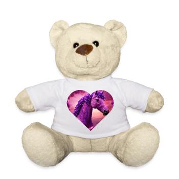 Horse with purple flowers - Teddy Bear - white - Front
