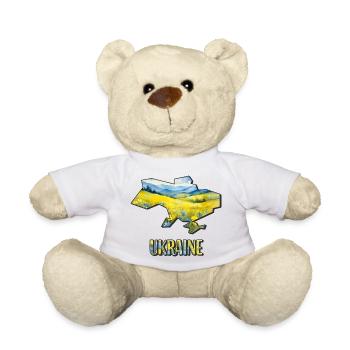 Watercolor Map Ukraine - Teddy Bear - white - Front