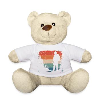 Silhouette de randonneur contre rayures coucher de soleil - Nounours - blanc - Devant