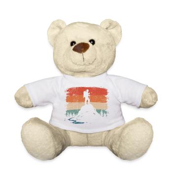 Hiker on Peak Sunset - Teddy Bear - white - Front