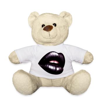 Schwarze Lippen - Geheimnisvolle Eleganz - Teddy - Weiß - Vorne