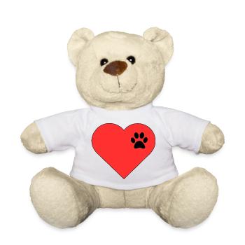 Modèle coeur patte impression design - Nounours - blanc - Devant