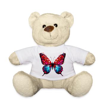 Papillon avec des cœurs - Nounours - blanc - Devant