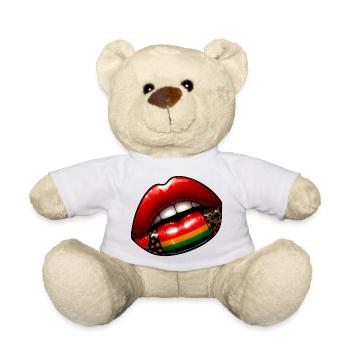 Kuss der Eleganz, rote Lippen - Teddy - Weiß - Vorne